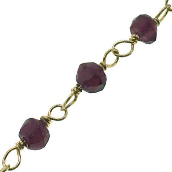 Wholesale Gold over Sterling Silver Garnet Rosary Chain By the Foot