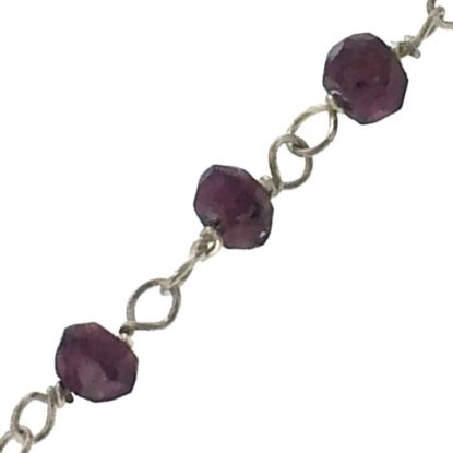 Wholesale Sterling Silver Garnet Rosary Chain By the Foot