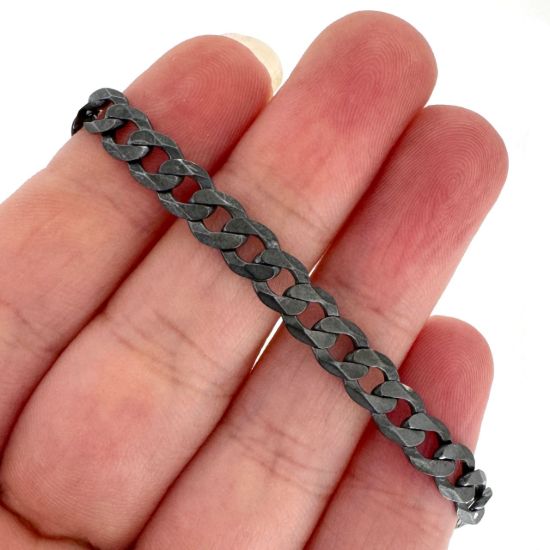 Wholesale Oxidized Sterling Silver Bulk Chain - Chunky Diamond Curb Chain (sold per foot)