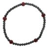 Wholesale Oxidized 925 Sterling Silver 3mm Smooth Beaded Stretchy Bracelet with 5mm Garnet - 6.5"