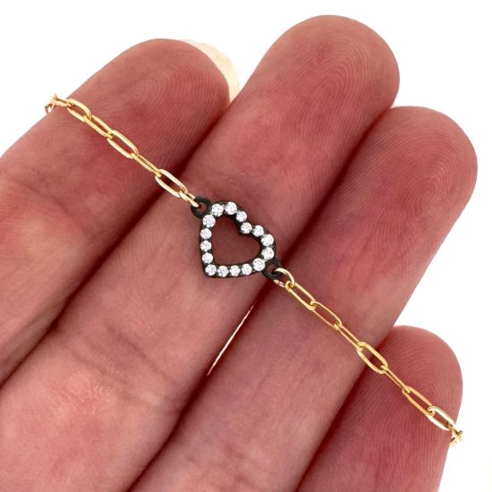 wholesale gold filled heart charm bracelet oxidized sterling silver adjustable