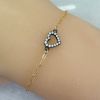 Wholesale 1/20 14K Gold Filled Adjustable Bracelet with Oxidized Silver Heart Charm - 6.5-8"