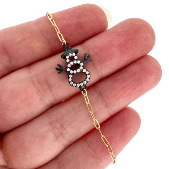 wholesale gold filled snowman charm bracelet oxidized sterling silver adjustable