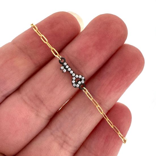 wholesale gold filled heart key charm bracelet oxidized sterling silver adjustable