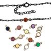 Wholesale Oxidized 925 Sterling Silver Adjustable Bracelet with Gold Filled Natural Gemstone Bezel - 6.5-8"
