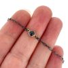 Wholesale Oxidized 925 Sterling Silver Adjustable Bracelet with Gold Filled Natural Gemstone Bezel - 6.5-8"