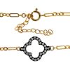 Wholesale 1/20 14K Gold Filled Adjustable Bracelet with Oxidized Silver CZ Clover Charm - 6.5-8"