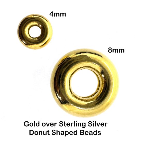 Wholesale Gold Over Sterling Silver Smooth Donut Shaped Beads