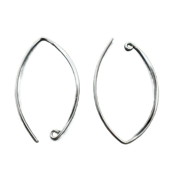Wholesale 925 Sterling Silver Marquise Ear Wire - 35mm (1 Pair)