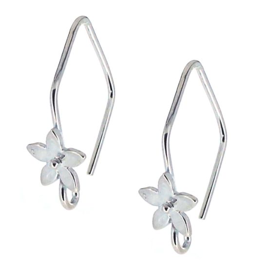 Wholesale Sterling Silver Fancy Earwires With Flower - 20x11mm (1 pair)