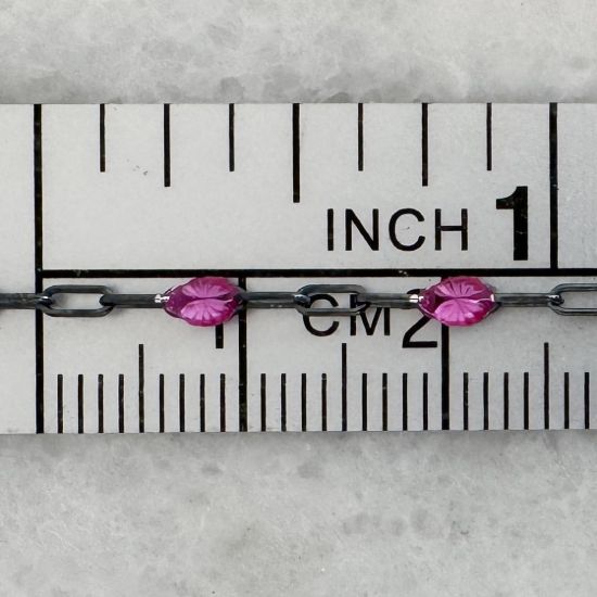 Wholesale bulk oxidized sterling silver paperclip chain by the foot with February Birthstone - Amethyst