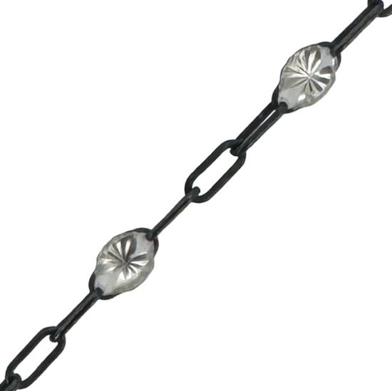 Wholesale bulk oxidized sterling silver paperclip chain by the foot with April Birthstone - Crystal