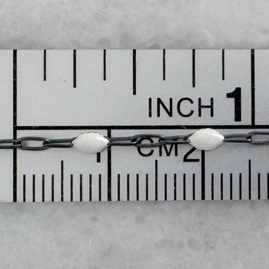 Wholesale bulk oxidized sterling silver paperclip chain by the foot with June Birthstone - Pearl White