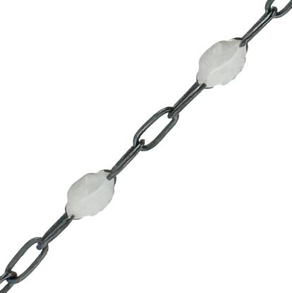 Wholesale bulk oxidized sterling silver paperclip chain by the foot with June Birthstone - Pearl White