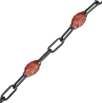 Wholesale bulk oxidized sterling silver paperclip chain by the foot with July Birthstone - Ruby