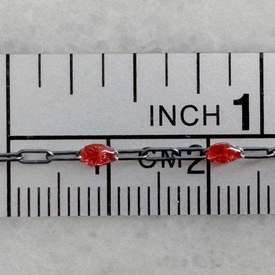 Wholesale bulk oxidized sterling silver paperclip chain by the foot with July Birthstone - Ruby