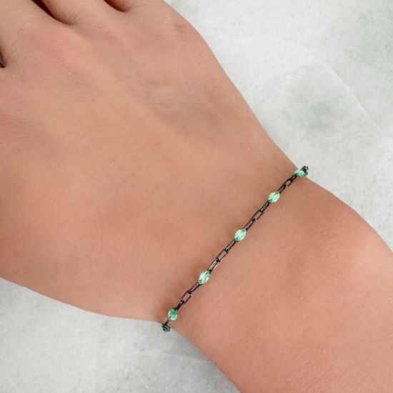 Wholesale bulk oxidized sterling silver paperclip chain by the foot with August Birthstone - Peridot