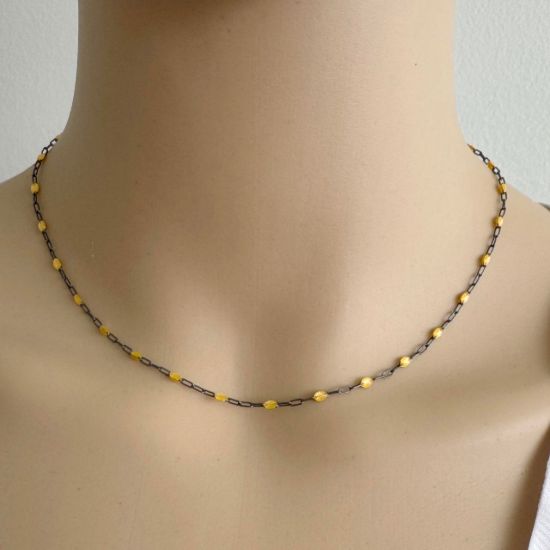 Wholesale bulk oxidized sterling silver paperclip chain by the foot with November Birthstone - Citrine