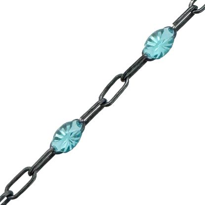 Wholesale oxidized sterling silver paperclip chain bracelet anklet necklace with December Birthstone - Turquoise