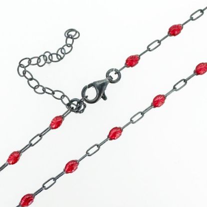 Wholesale Oxidized Sterling Silver Finished Adjustable Enamel Chain Jewelry - Paperclip Chain with Enamel Birthstone