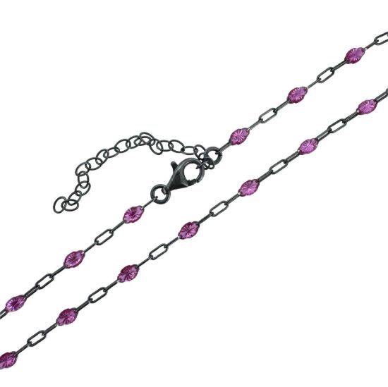 Wholesale oxidized sterling silver paperclip chain bracelet anklet necklace with February Birthstone - Amethyst