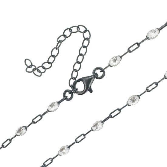 Wholesale oxidized sterling silver paperclip chain bracelet anklet necklace with April Birthstone - Crystal