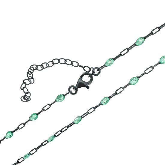 Wholesale oxidized sterling silver paperclip chain bracelet anklet necklace with August Birthstone - Peridot