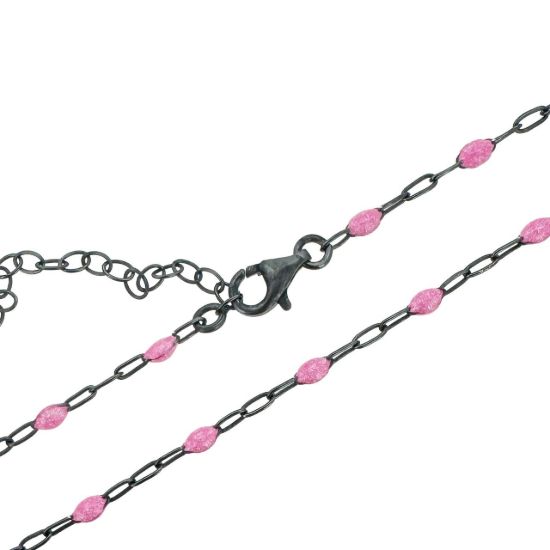 Wholesale oxidized sterling silver paperclip chain bracelet anklet necklace with October Birthstone - Pink