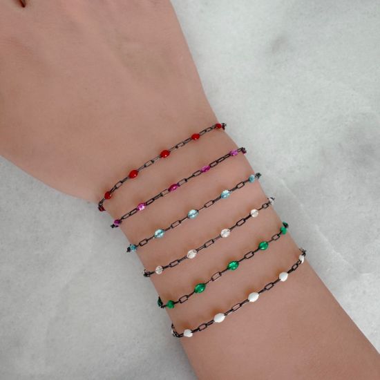 Wholesale oxidized sterling silver paperclip chain bracelet anklet necklace with birthstones