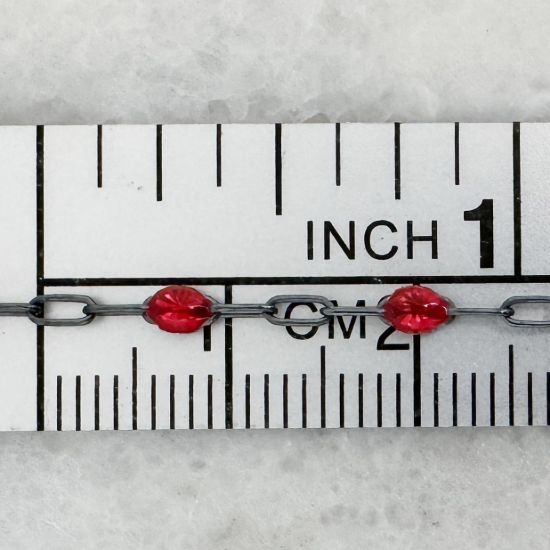 Wholesale bulk oxidized sterling silver paperclip chain by the foot with January Birthstone - Garnet