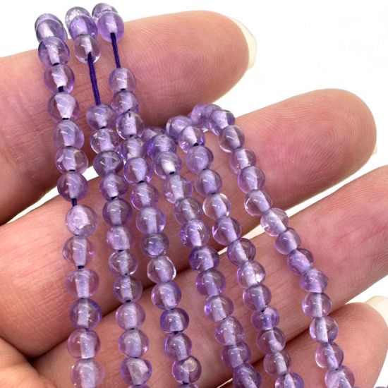 Wholesale February Birthstone-Gemstone Beads -- Amethyst Plain Round Beads (4mm) 14 inches