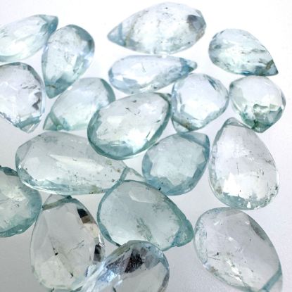 Wholesale Semiprecious Gemstone Beads -100% Genuine Blue Topaz Gemstone Bead - Faceted Pear Shape  (5 PCS)