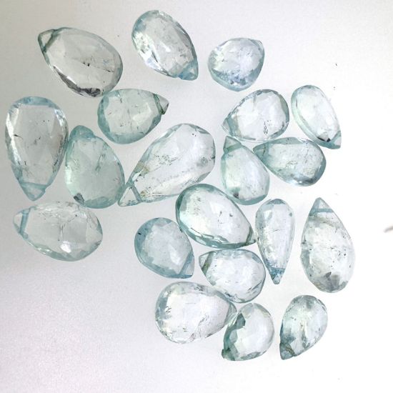 Wholesale Semiprecious Gemstone Beads -100% Genuine Blue Topaz Gemstone Bead - Faceted Pear Shape  (5 PCS)