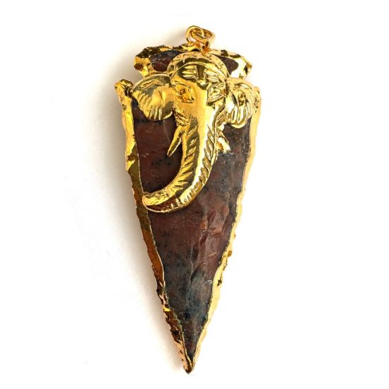 Wholesale Elephant Pendant-Gold plated Jasper  Arrowhead Spear Pendant