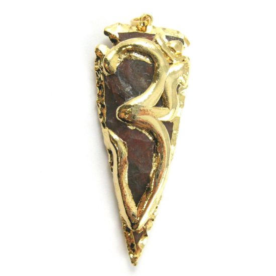 Wholesale OM Pendant-Gold plated Jasper  Arrowhead Spear Pendant 