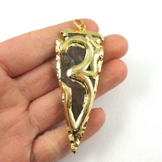 Wholesale OM Pendant-Gold plated Jasper  Arrowhead Spear Pendant 