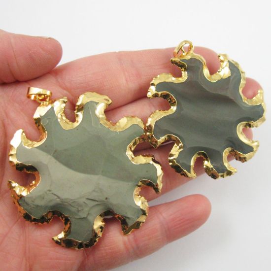 Wholesale Sunburst Pendant-Gold plated Jasper  Arrowhead Spear Pendant  