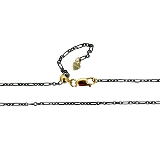 Wholesale Oxidized Sterling Silver 3+1 Cable Chain Necklace with 1/20 14K Gold Filled Clasp-Adjustable with Sliding Bead up to 22"