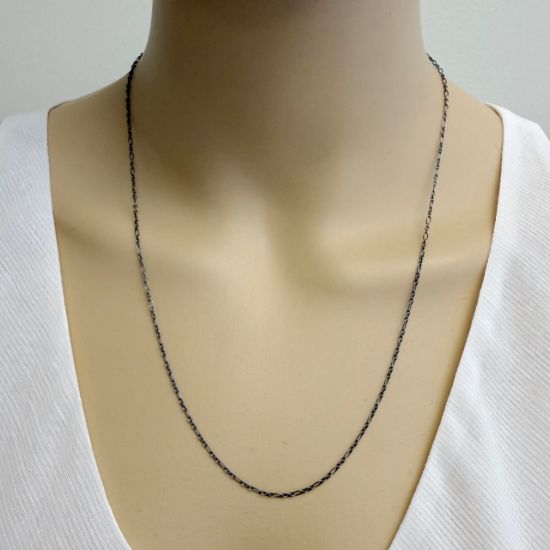 Wholesale Oxidized Sterling Silver 3+1 Cable Chain Necklace with 1/20 14K Gold Filled Clasp-Adjustable with Sliding Bead up to 22"