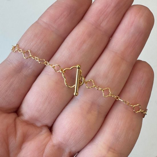 Wholesale gold filled clover shaped chain adjustable lariat necklace with toggle