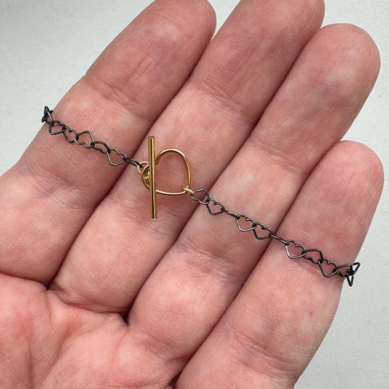 wholesale heart shaped chain lariat necklace toggle oxidized sterling silver gold filled