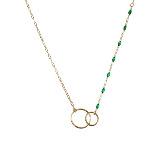 wholesale gold filled birthstone enamel chain necklace emerald may