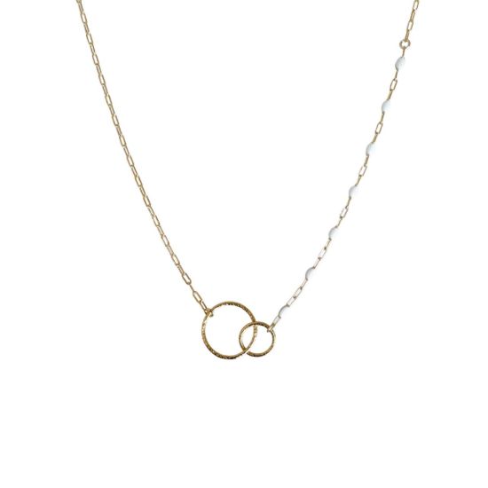 wholesale gold filled birthstone enamel chain necklace pearl white june