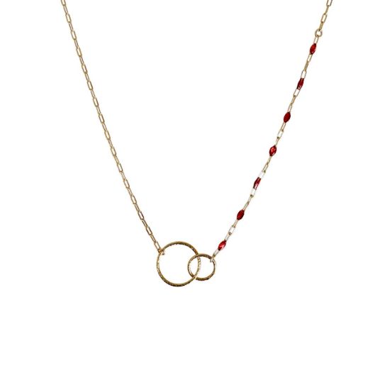 wholesale gold filled birthstone enamel chain necklace ruby july