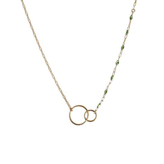 wholesale gold filled birthstone enamel chain necklace peridot august