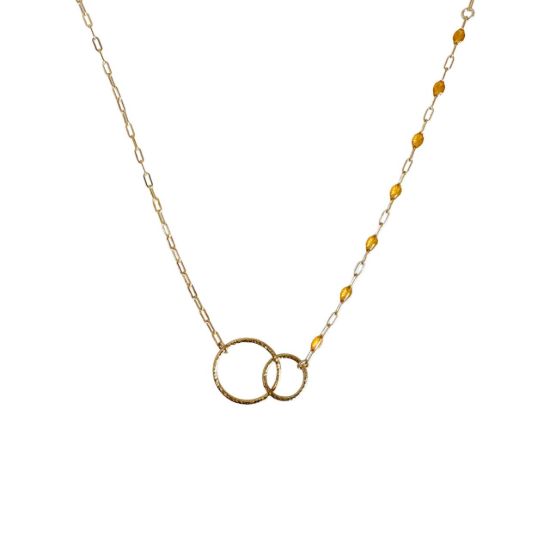 wholesale gold filled birthstone enamel chain necklace citrine november
