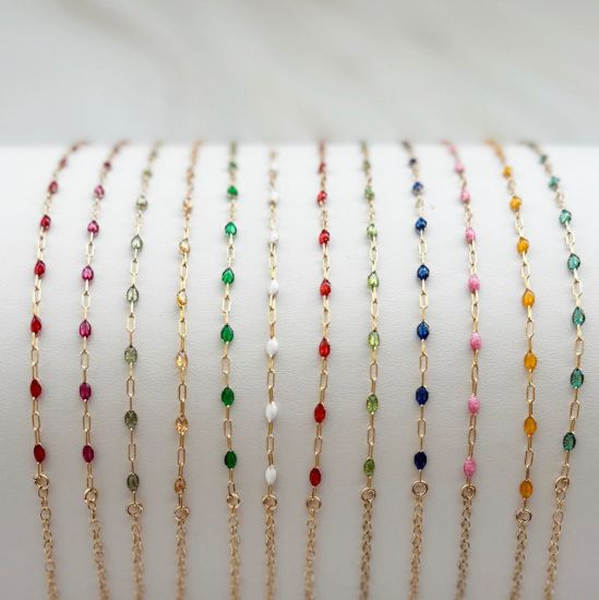 wholesale gold filled birthstone enamel chain necklace