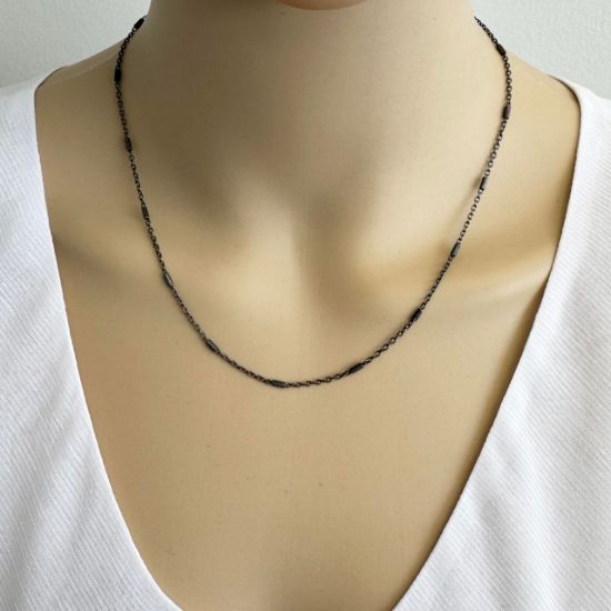 wholesale oxidized sterling silver satellite lariat chain necklace with gold filled heart toggle