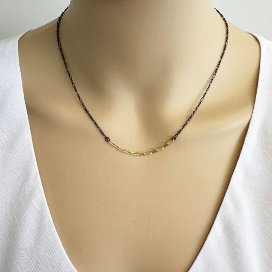 wholesale adjustable oxidized sterling silver cable chain necklace lariat with gold filled spring ring clasp and star charm