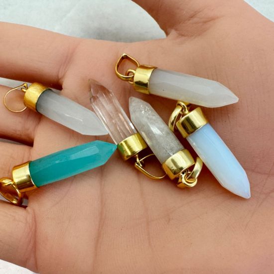 wholesale spike shape gemstone pendants